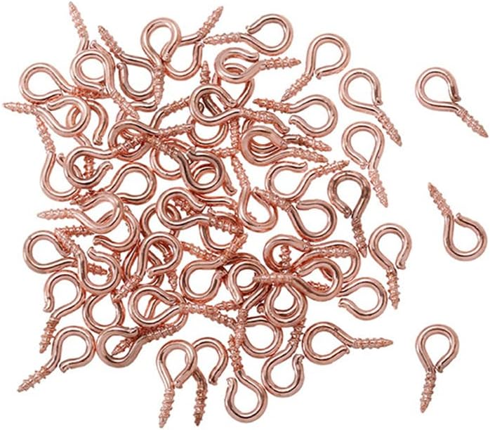 MSCFTFB 1400 Pieces Mini Screw Eye Hooks 5x12mm Metal Eyelets Eye Pins for Bracelet Earring Necklace Anklet Jewelry Making Pendant Charms DIY Wine Cork Bottle Charms (Rose Gold) - Image 1